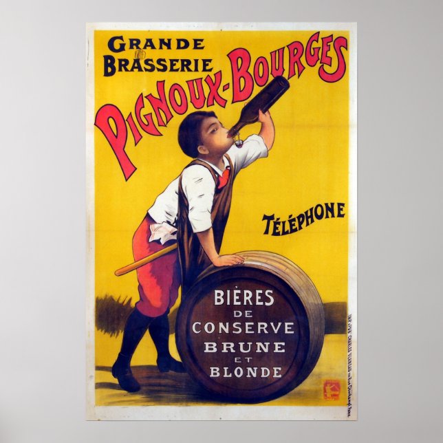 Vintage französische Bierwerbung Poster (Vorne)