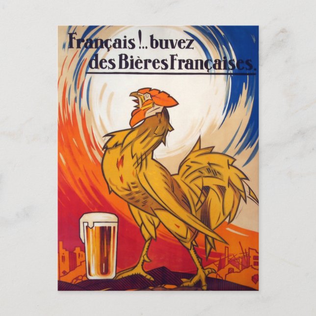 Vintage französische Bierwerbung Postkarte (Vorderseite)