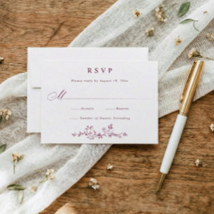 Vintage französische Blumen Hochzeit in tiefem Wei RSVP Karte