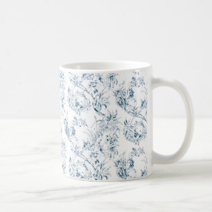 Vintage französische Blumenfantasiewelt-blau Kaffeetasse
