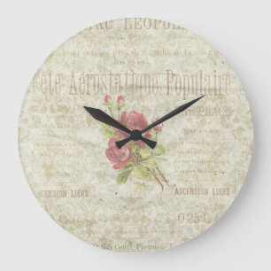 Vintage französische Blumenwand-Uhr Große Wanduhr