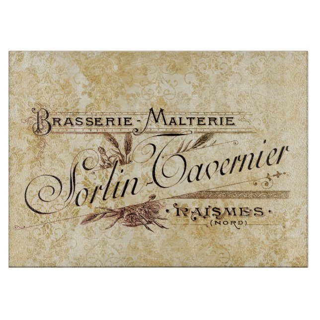 Vintage französische Brassiere Malterie Schneidebrett (Vorderseite)