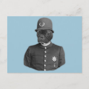 Vintage Französische Bulldogge Polizist Postkarte