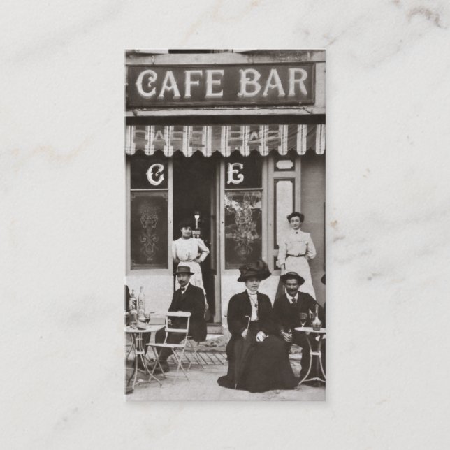 Vintage französische Café-Barszene Visitenkarte (Vorderseite)