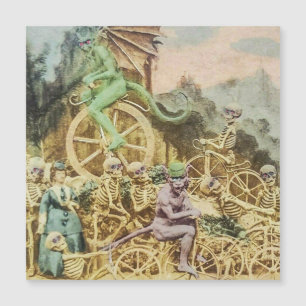 Vintage französische Diableries Course De Velocipe Magnetkarte