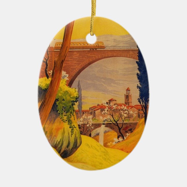 Vintage französische Eisenbahn Keramikornament (Vorne)