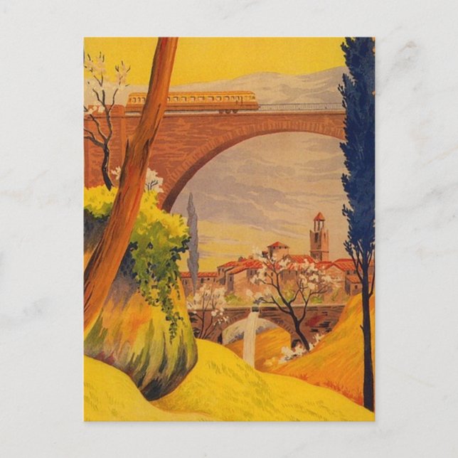 Vintage französische Eisenbahn Postkarte (Vorderseite)