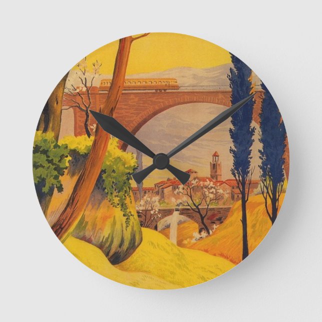 Vintage französische Eisenbahn Runde Wanduhr (Vorderseite)