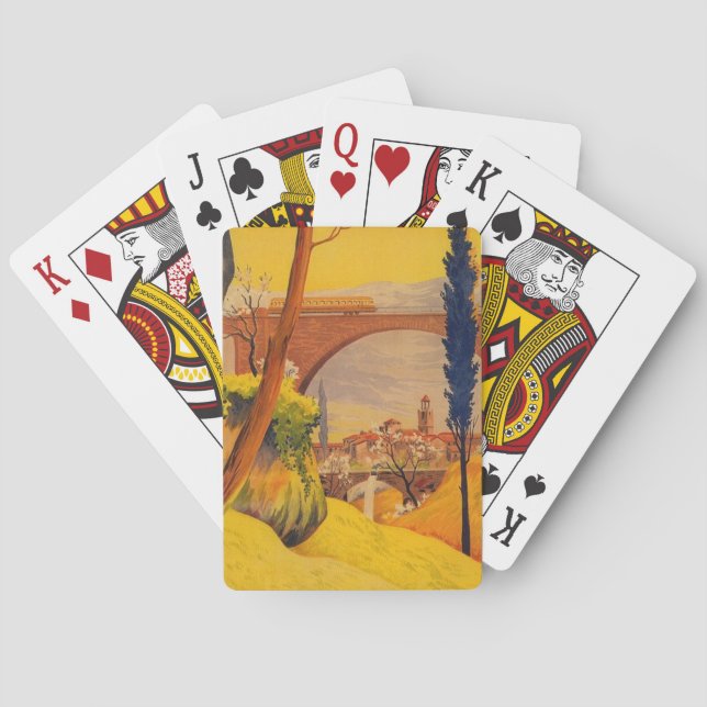 Vintage französische Eisenbahn Spielkarten (Rückseite)