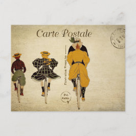 Vintage französische Ephemera-Familie Radfahren zu Postkarte