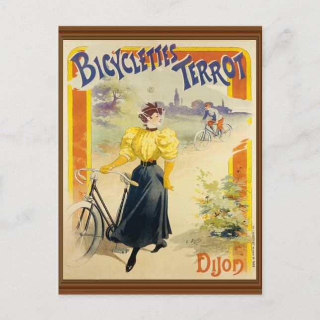 Vintage französische Fahrradposter-Imitate Holzrah Postkarte (Vorderseite)