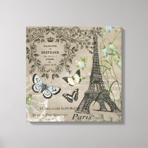 Vintage französische Garten Eiffel-Turm Leinwanddruck