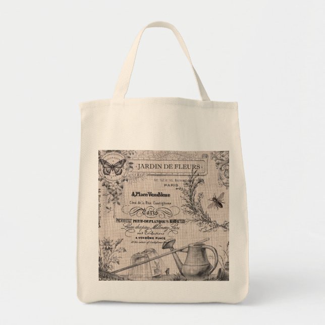 Vintage französische Garten-Taschentasche Tragetasche (Vorne)