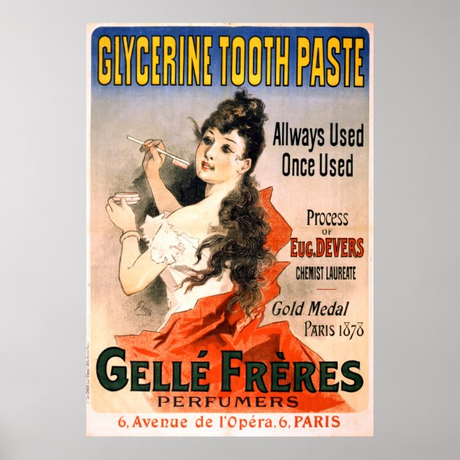 Vintage französische Glycerin-Zahnpastenwerbung Poster (Vorne)