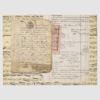 Vintage französische Handschrift mit Notenschrift Seidenpapier