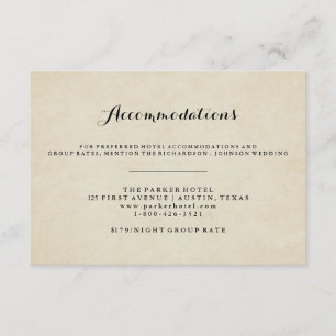 Vintage französische Hochzeitsunterkünfte Begleitkarte