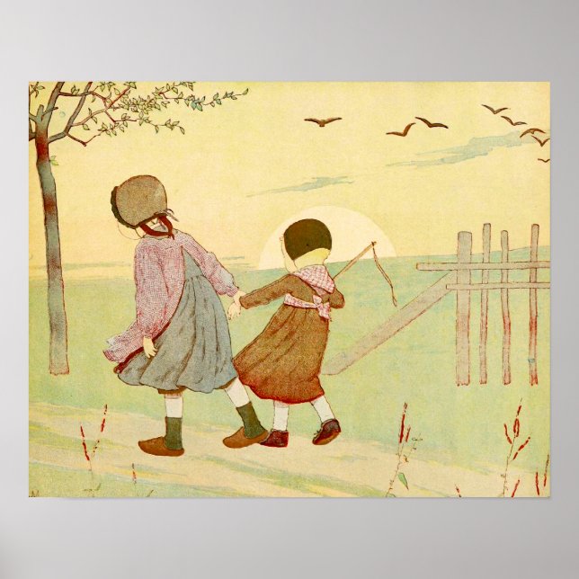 Vintage französische Illustration "Children" Poster (Vorne)