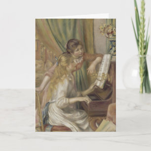 Vintage Französische Impressionistische Piano Girl Feiertagskarte