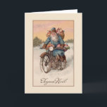 Vintage französische Joyeux Noël Weihnachtskarte Feiertagskarte<br><div class="desc">Victorian / Vintage French Christmas greeting card. Süßes Santa,  Santa,  riding a motor bike through the snow to deliver Christmas ohrfeige! Frohe Weihnachten! Merry Christmas!</div>