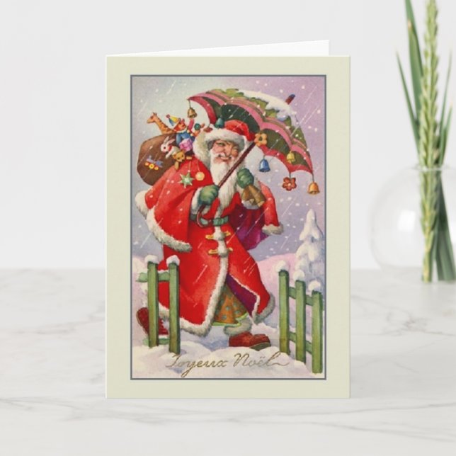 Vintage französische Joyeux Noël Weihnachtskarte Feiertagskarte (Vorderseite)