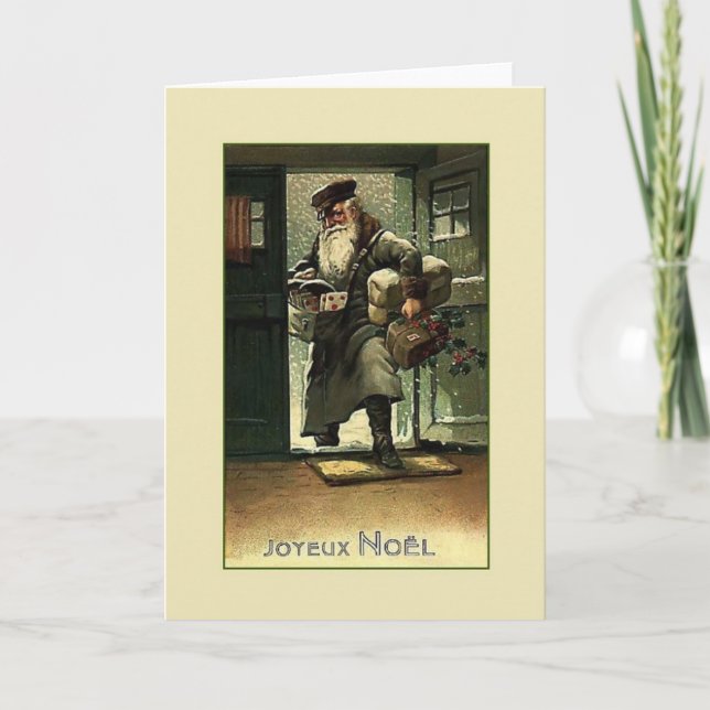 Vintage französische Joyeux Noël Weihnachtskarte Feiertagskarte (Vorderseite)