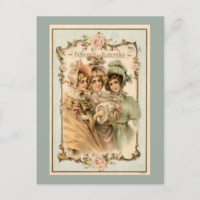 Vintage französische Juwelierfabrik Postkarte (Vorderseite)