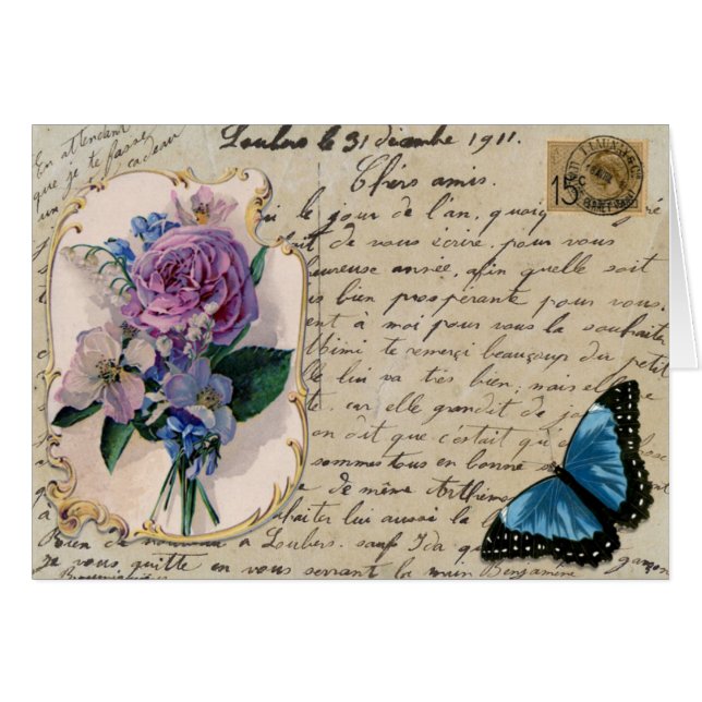 Vintage französische Karte (Vorderseite (Horizontal))