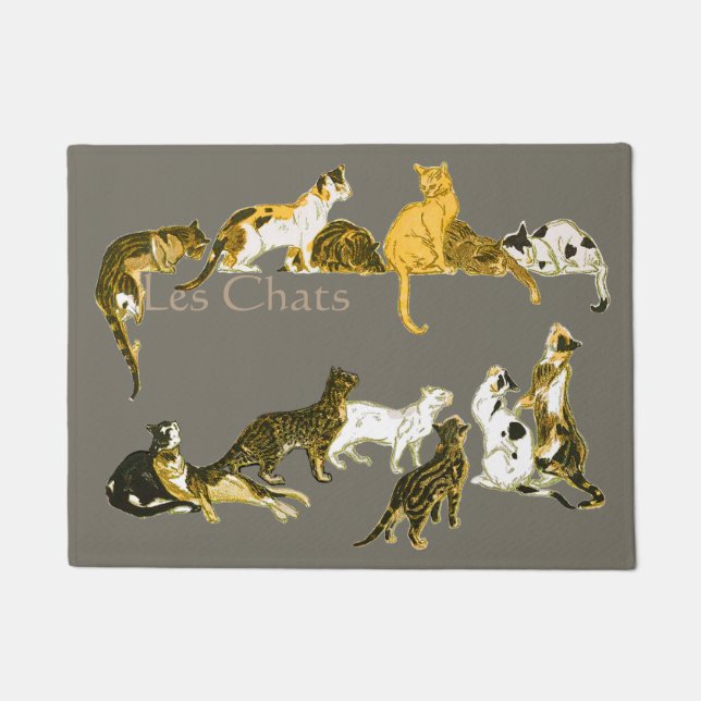 Vintage französische Katzen Les Chat-Kunst Fußmatte (Vorderseite)