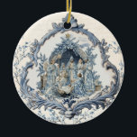 Vintage französische Kinderkrippe | Christmas Keramik Ornament<br><div class="desc">Dieser Weihnachtsschmuck besticht durch eine wunderschöne Weihnachtskrippe in einem alten,  bedrückten französischen Rahmen.</div>