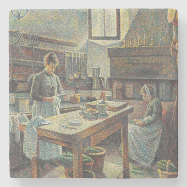 Vintage Französische Küche Steinuntersetzer (Vorderseite)