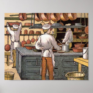 Vintage französische Küchen-Illustration Poster