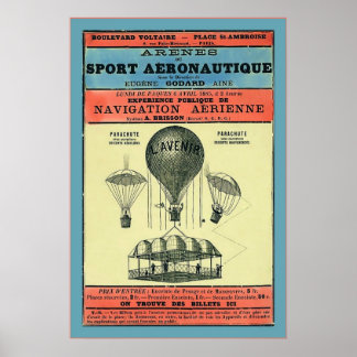 Vintage französische Luftfahrtausstellung ~ 1885 Poster