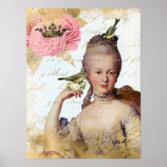Vintage französische Marie Antoinette shabby Poster (Vorne)