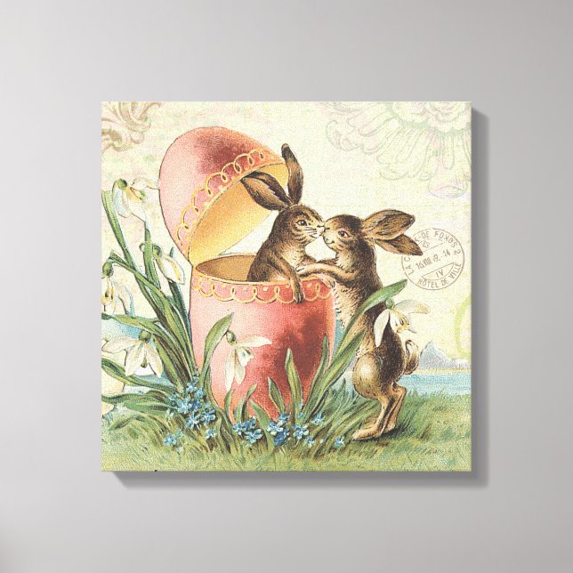 Vintage französische Osterhasen Leinwanddruck (Vorderseite)