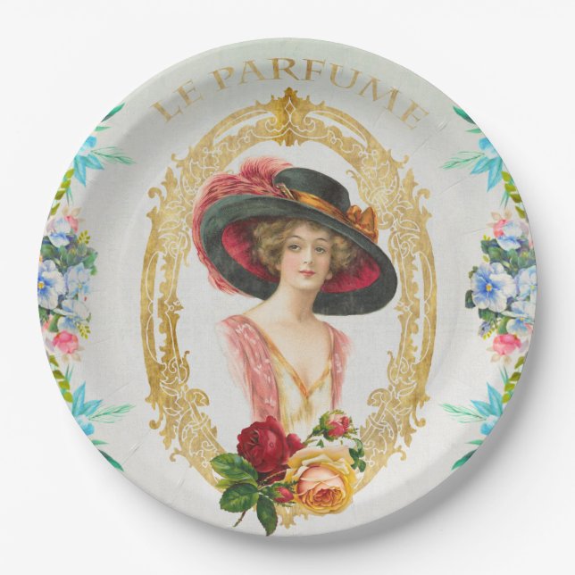 Vintage französische Papierplatte Pappteller (Vorderseite)