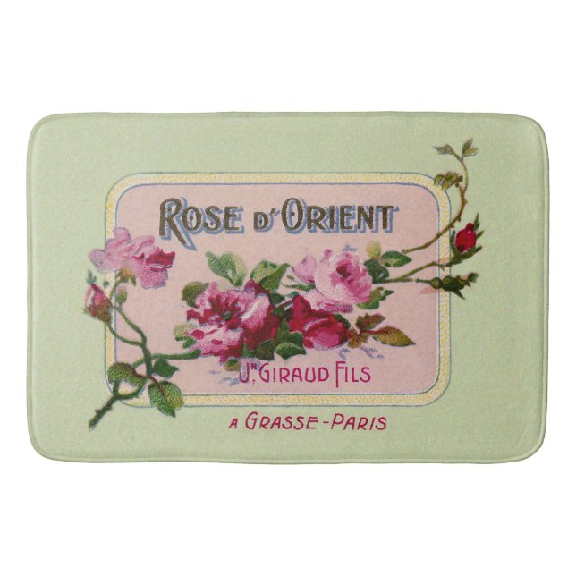 Vintage französische Parfüm-Flora-Kunst Badematte (Vorderseite)
