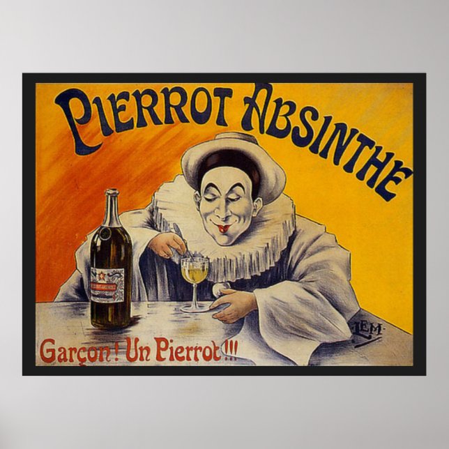 Vintage französische Pierrot Absinthe-Werbung Poster (Vorne)
