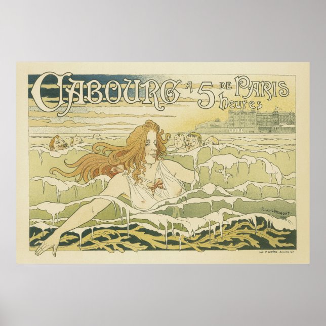 Vintage französische Postkarten - Meerjungfrau Poster (Vorne)