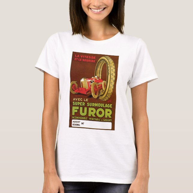 Vintage Französische Reifenanzeige T-Shirt (Vorderseite)