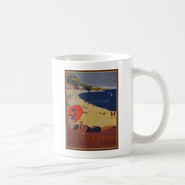 Vintage französische Reisewerbung Kaffeetasse (Rechts)