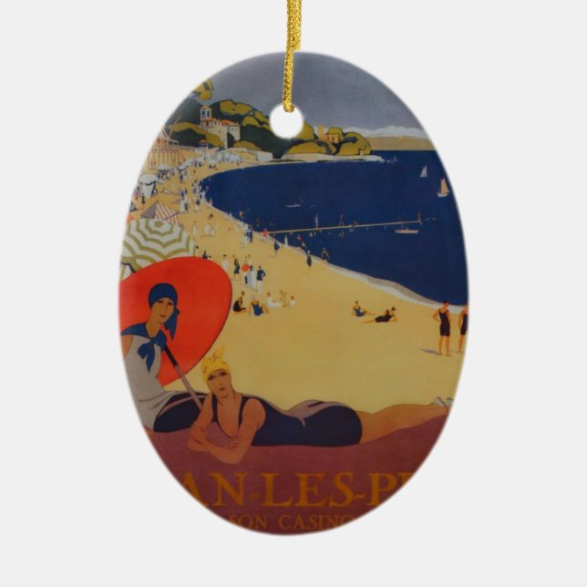 Vintage französische Reisewerbung Keramikornament (Vorne)