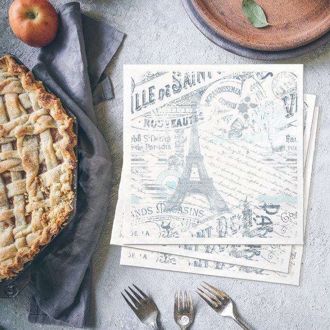 Vintage französische Romance Collage Blue ID226 Serviette (Von Creator hochgeladen)