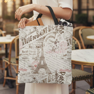 Vintage französische Romantik-Collage Rosa ID226 Tasche