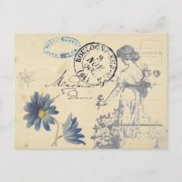Vintage französische Rose Lady Bee Blume Postmark