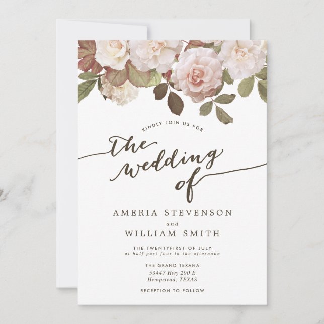 Vintage französische Rose zur Hochzeitsfeier Einladung (Vorderseite)