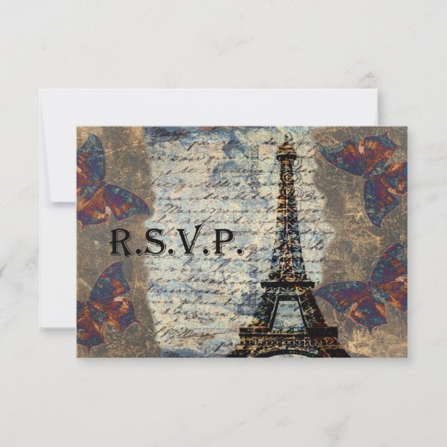 Vintage französische Rsvp-Karten RSVP Karte (Vorderseite)
