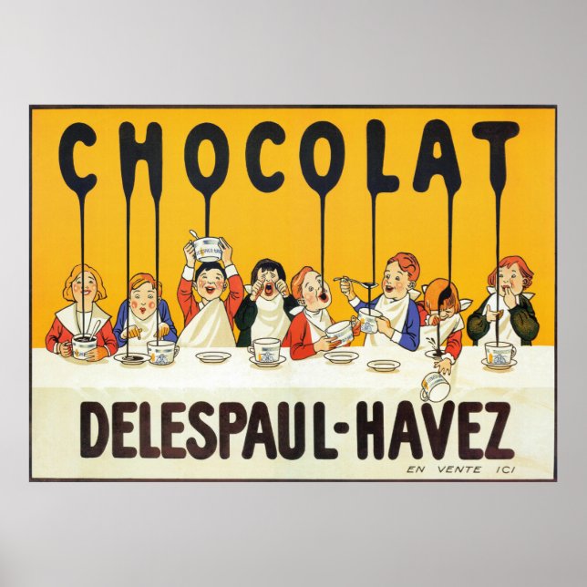 Vintage französische Schokolade Kinder Küche Poste Poster (Vorne)