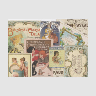 Vintage-Französische-Schokoladen-Werbung-Collage-S Seidenpapier
