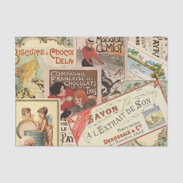 Vintage französische Schokoladenwerbung Seidenpapier (Vorderseite)
