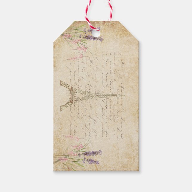 Vintage französische Schrift Geschenkanhänger (Vorderseite)